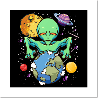 Space Day Alien Puppeteer Shifting Earth Planets Stars SciFi Posters and Art
